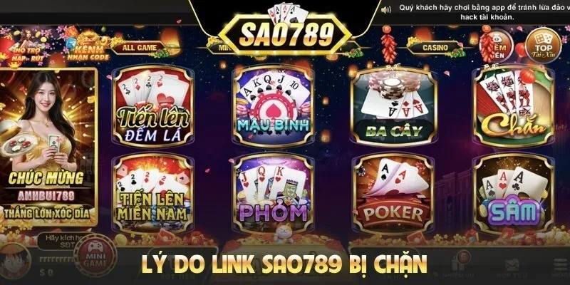 Lý do link SAO789 bị chặn